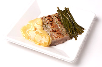 Hake fillet with green beans and parsnip